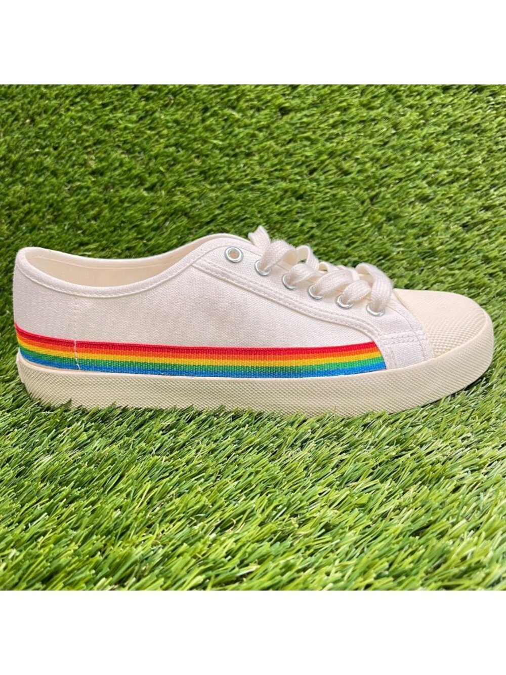 Gola Coaster Rainbow Drop Womens Size 8 Off White Red Athletic Shoes Sneakers